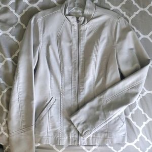 Maurices Light Grey Faux Leather Jacket